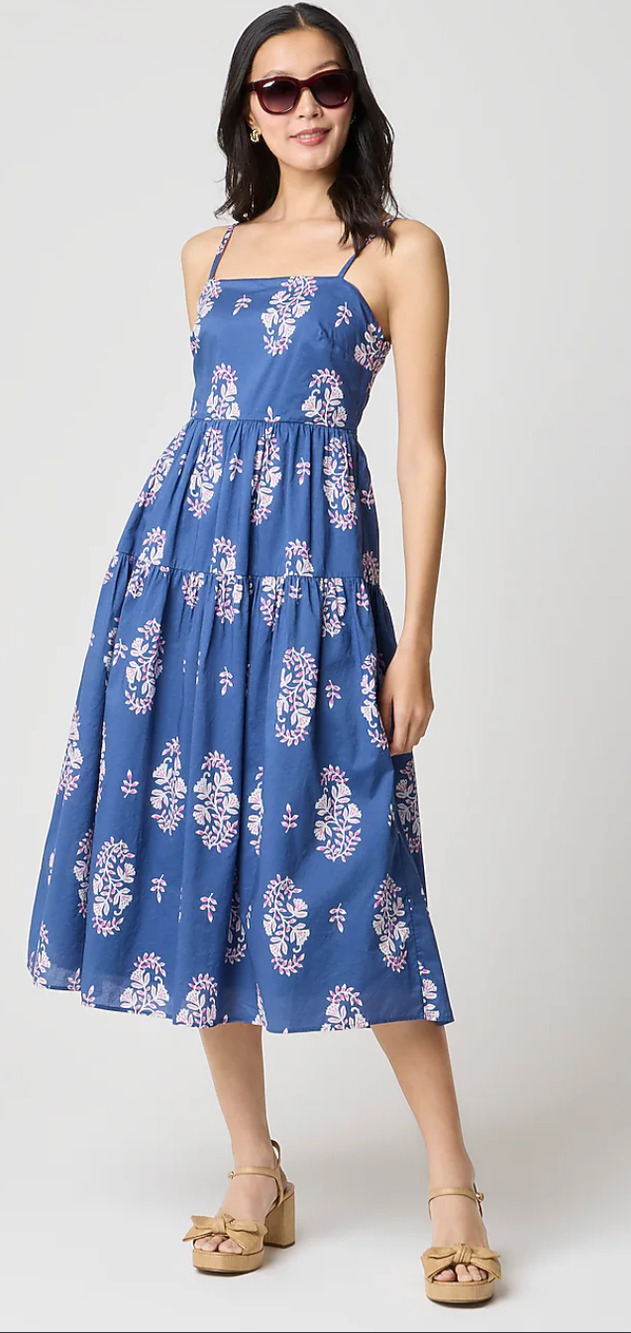 J. Crew Strappy Midi Sundress Baltic Blue NEW!